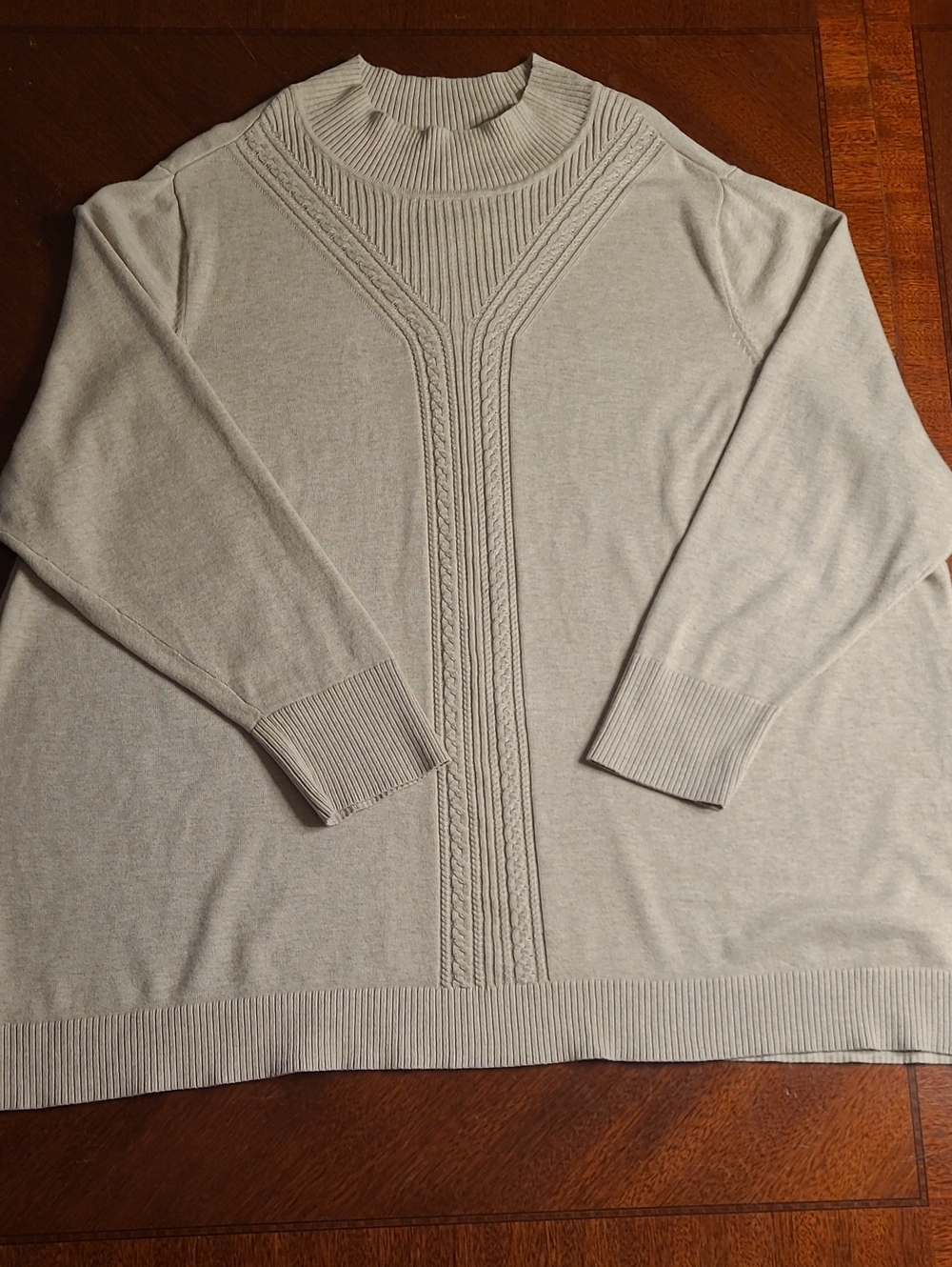 Isaac Mizrahi Live! Sweater Light Turtleneck Cable-Panel Sweater Size 2XL